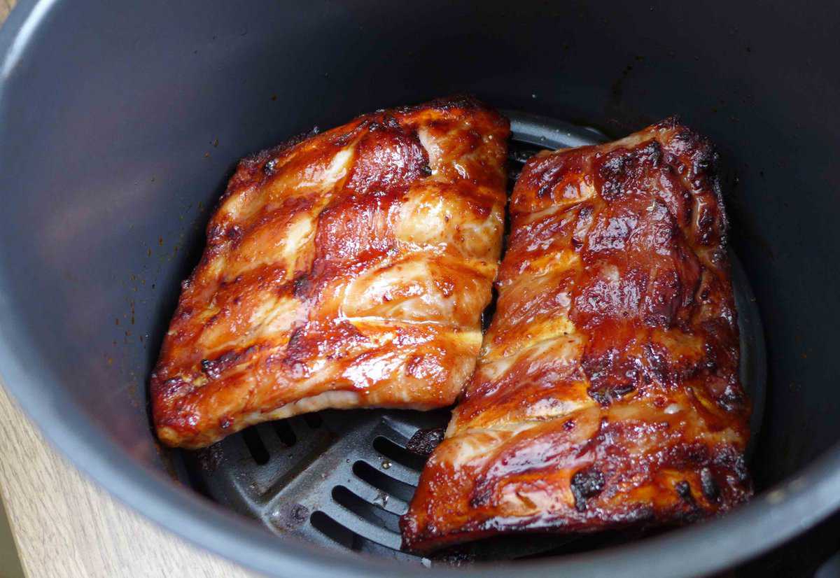 Chinese BBQ ribs in an air-fryer.