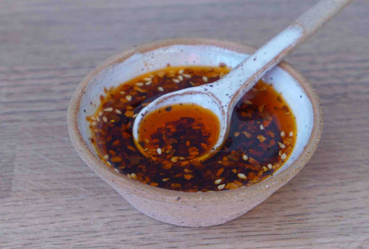 Chinese Chili oil in a bowl.