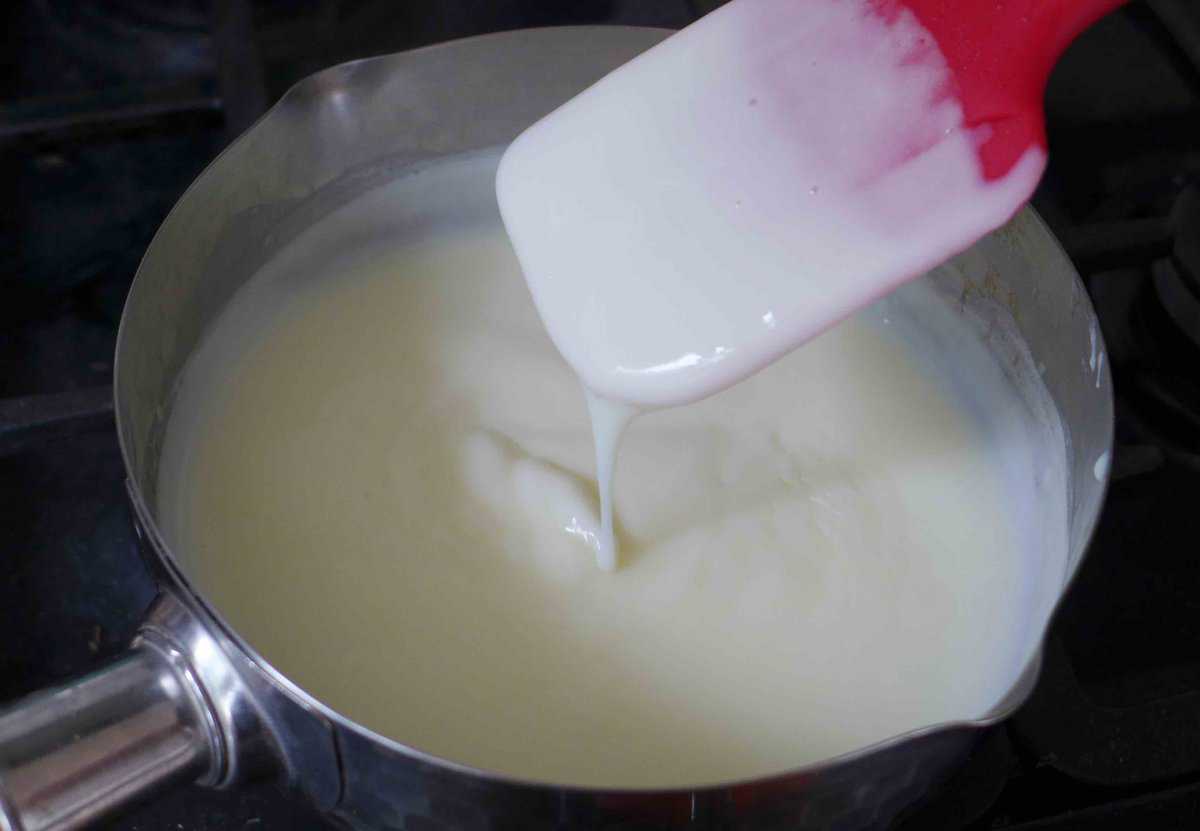 milk thicken by starch.
