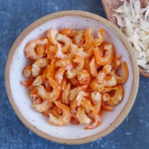 dried shrimp in a bowl.