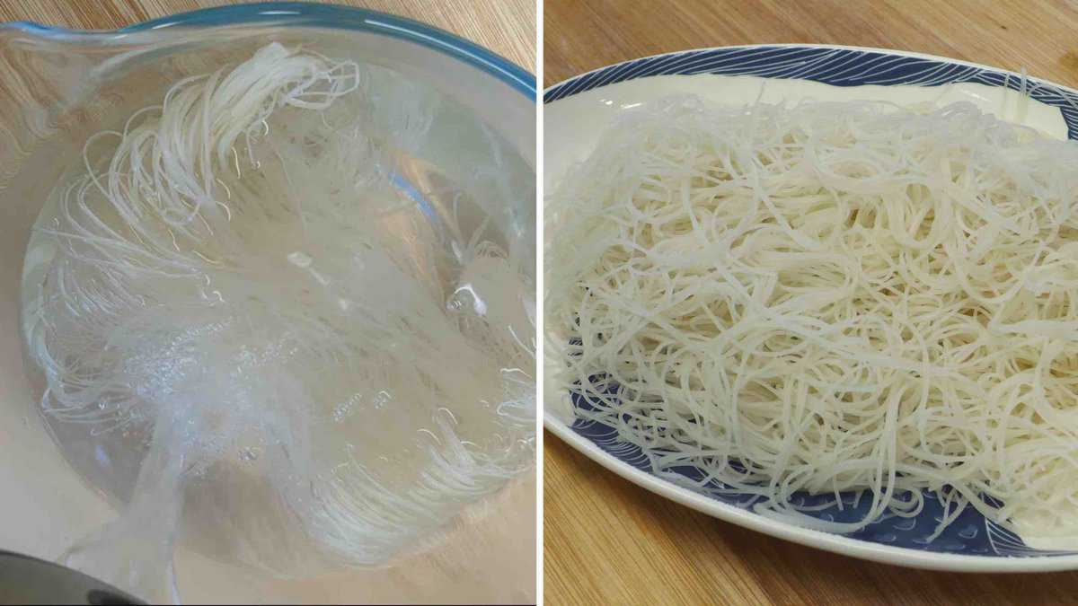 soak and drained rice vermicelli.