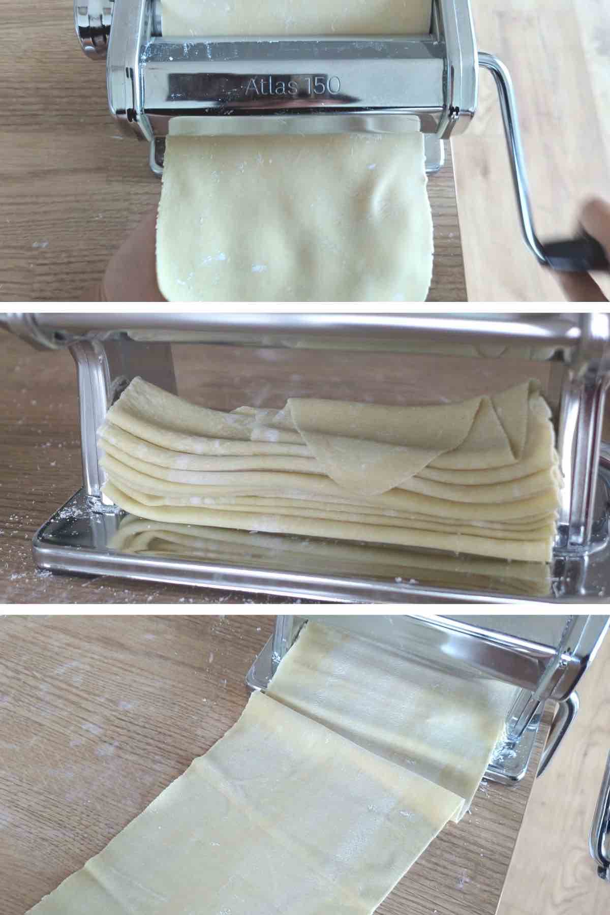rolling dough sheet for wonton wrappers.