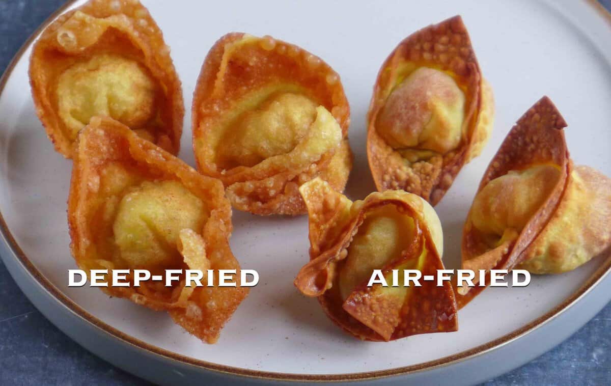 deep fried wontons and air fried wontons