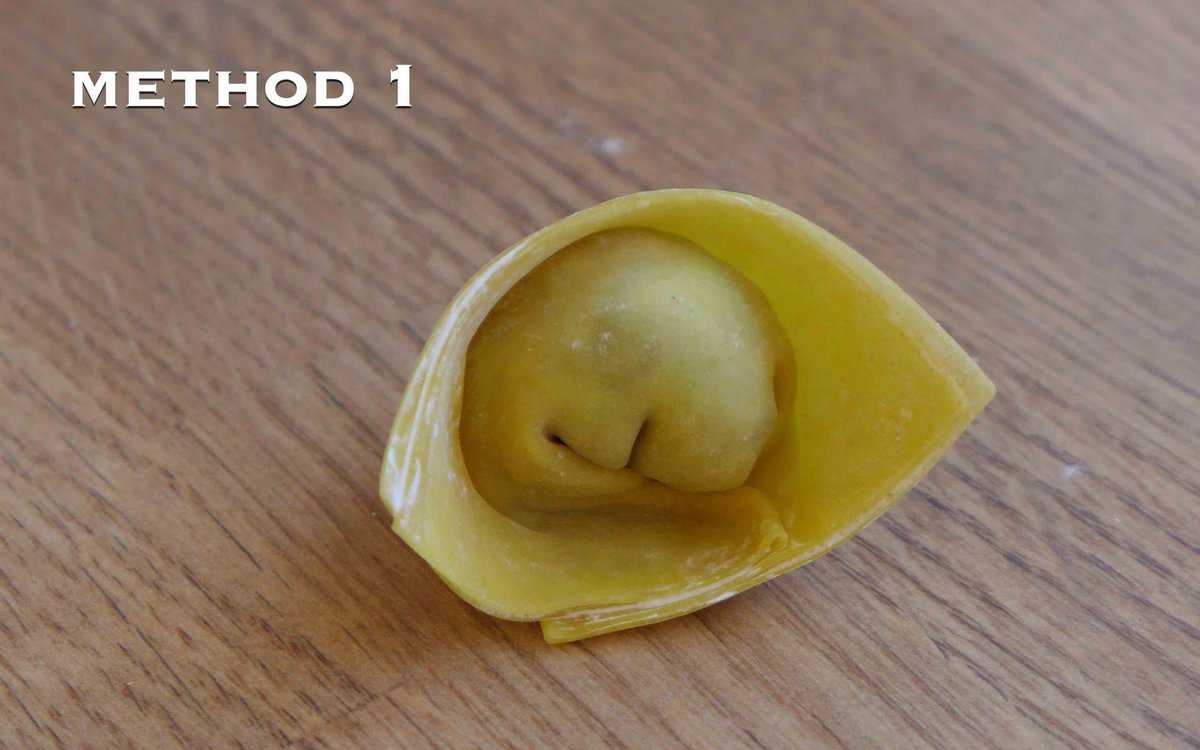 A wonton with overlay text that says method 1.