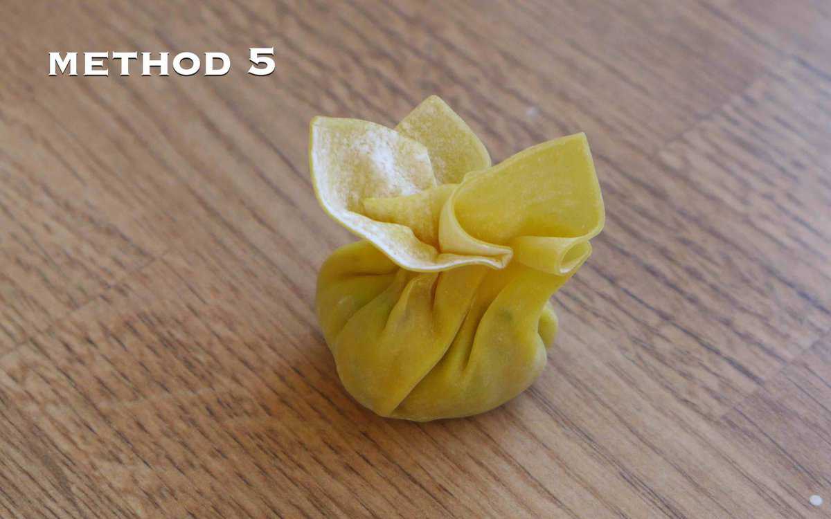 A wonton with overlay text that says method 5.