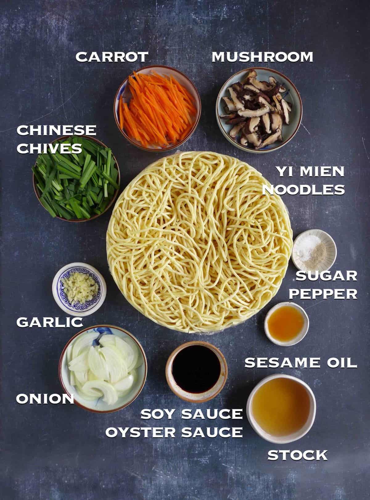 ingredients for making longevity noodles.