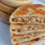 Chinese meat pie with pork and scallion filling.