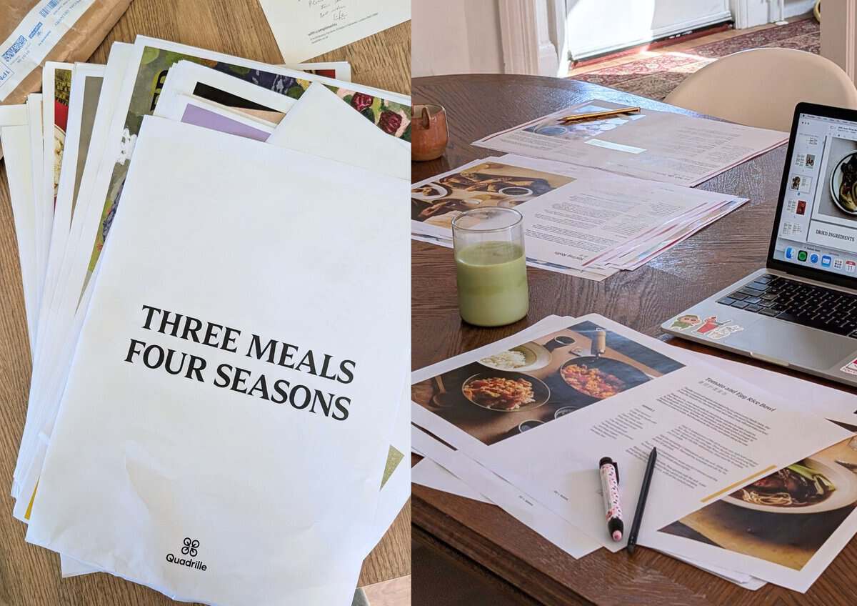 printed cookbook pages for editing.