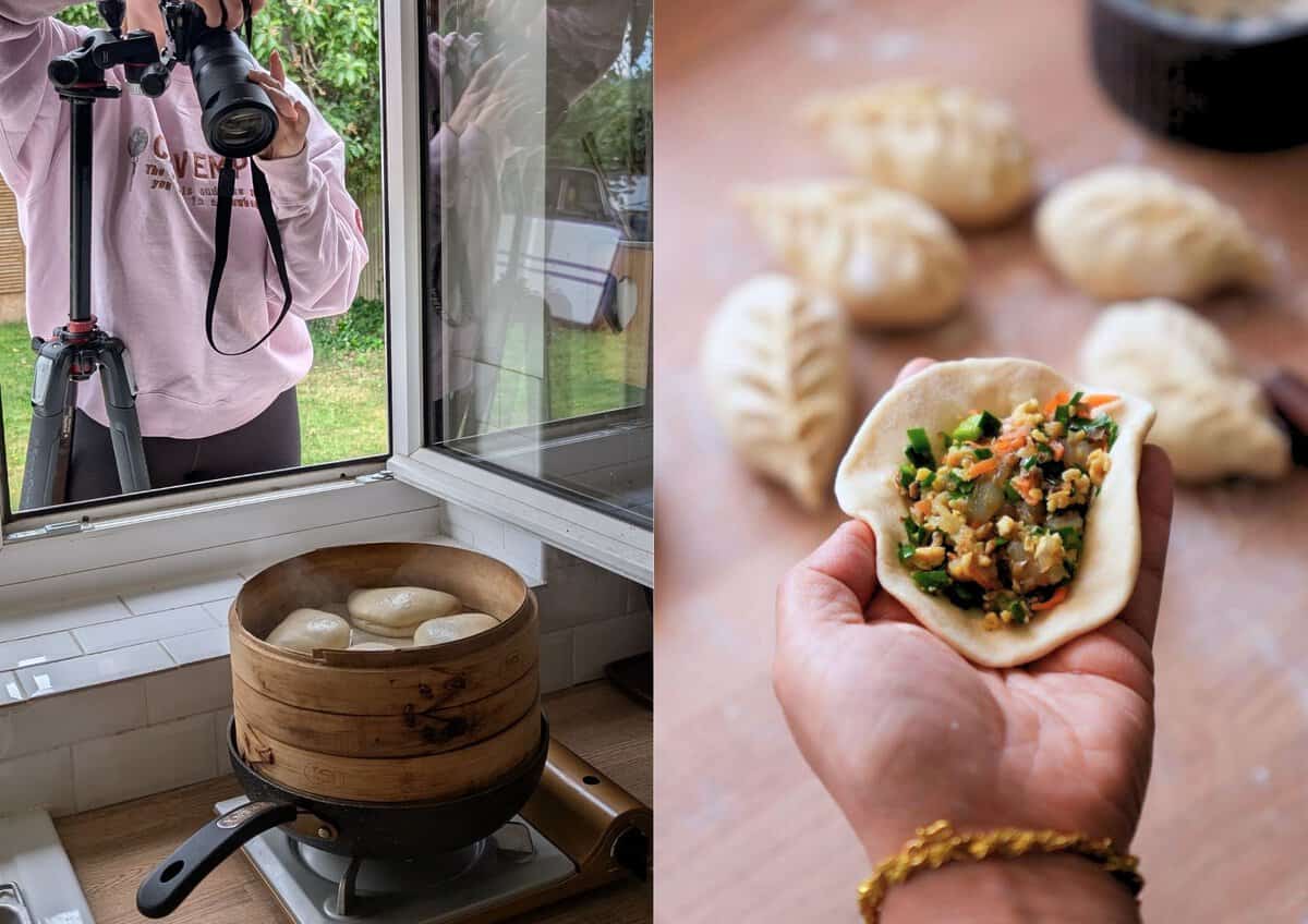 filming recipe tutorial videos.