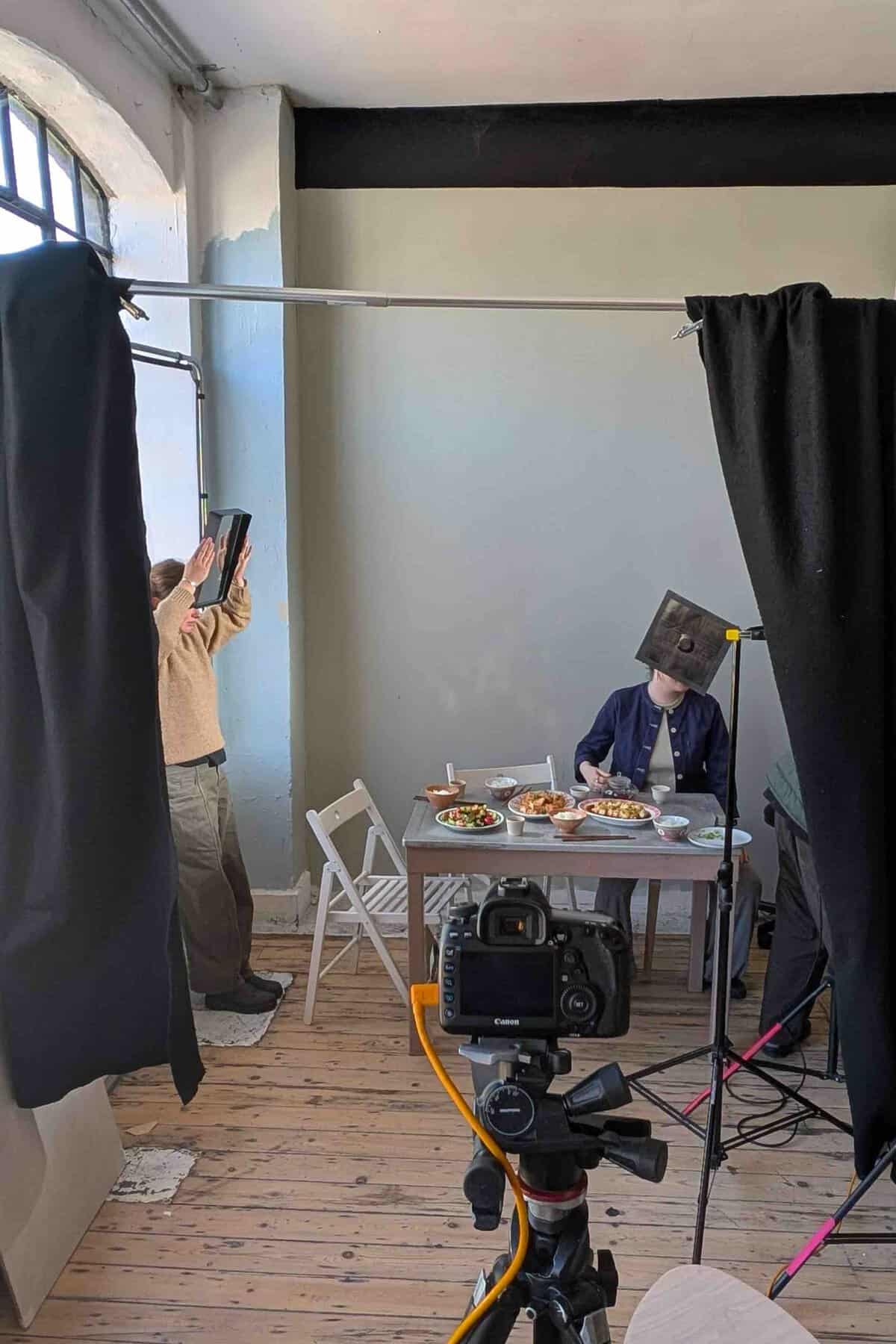A behind-the-scene photo of food photography